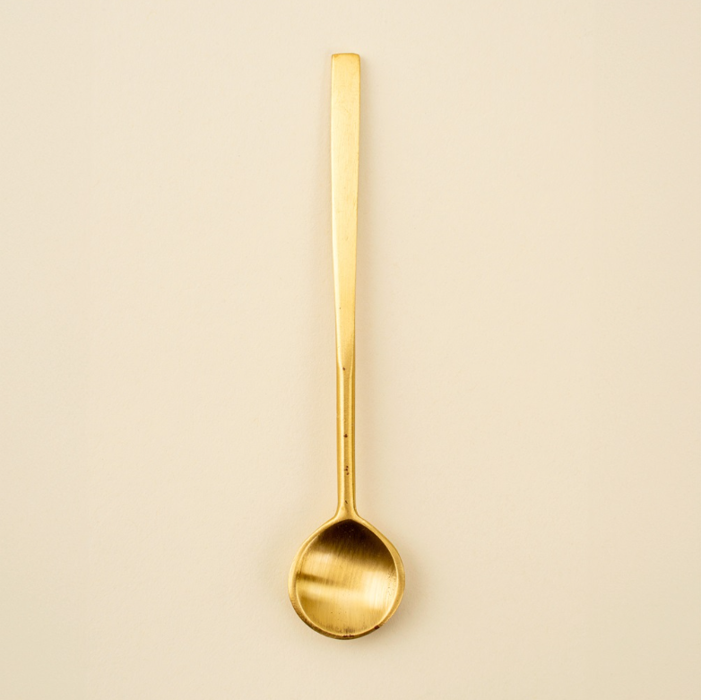 Shiny Brass Salt Spoon