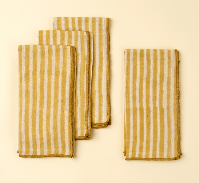 Stripe Block Print Napkins (Set of 4)