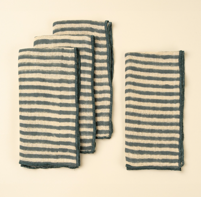 Stripe Block Print Napkins (Set of 4)