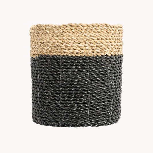 Seagrass Plant Baskets - Black/Natural