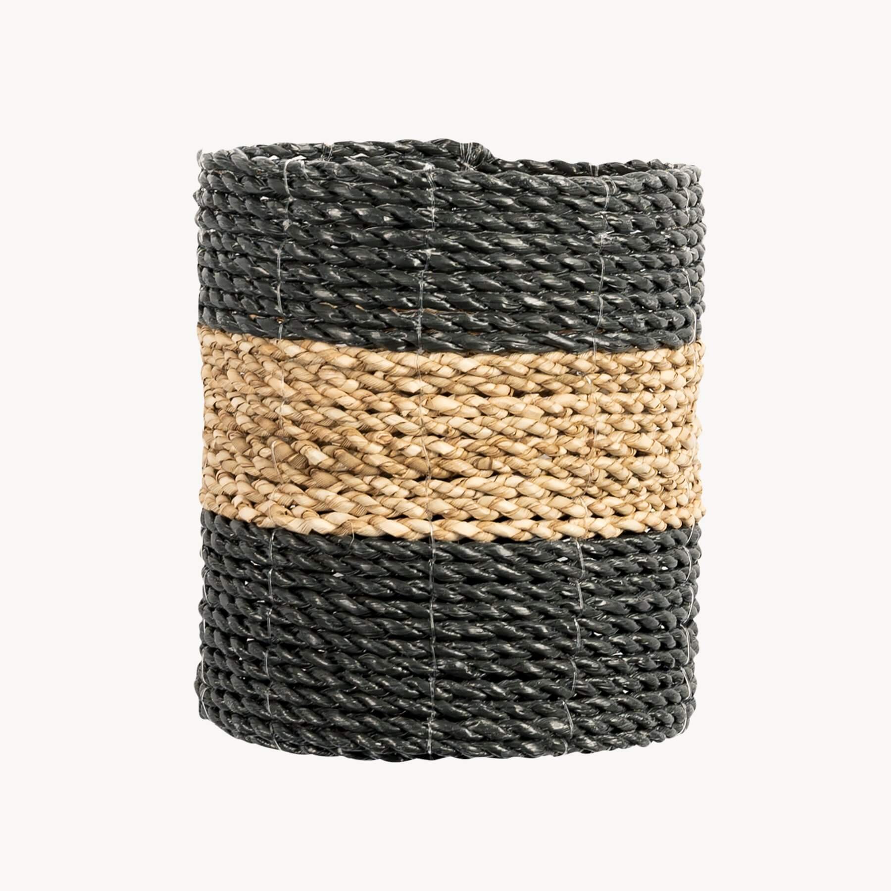 Seagrass Plant Baskets - Black/Natural