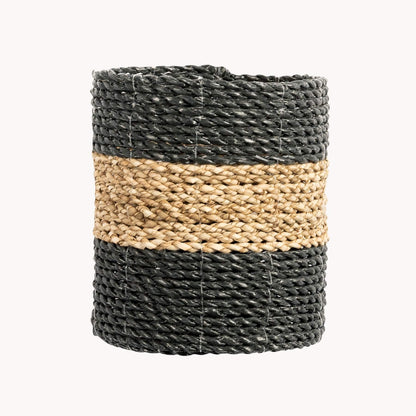 Seagrass Plant Baskets - Black/Natural
