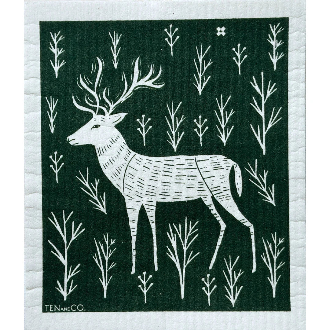Reusable Swedish Sponge Cloth - Holiday/Winter Inspired by Ten & Co Holiday Ten and Co Stag Prettycleanshop