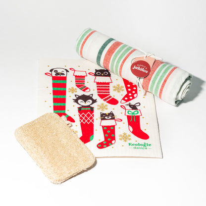 Holiday Clean Kitchen Gift Set / Pets in Stockings