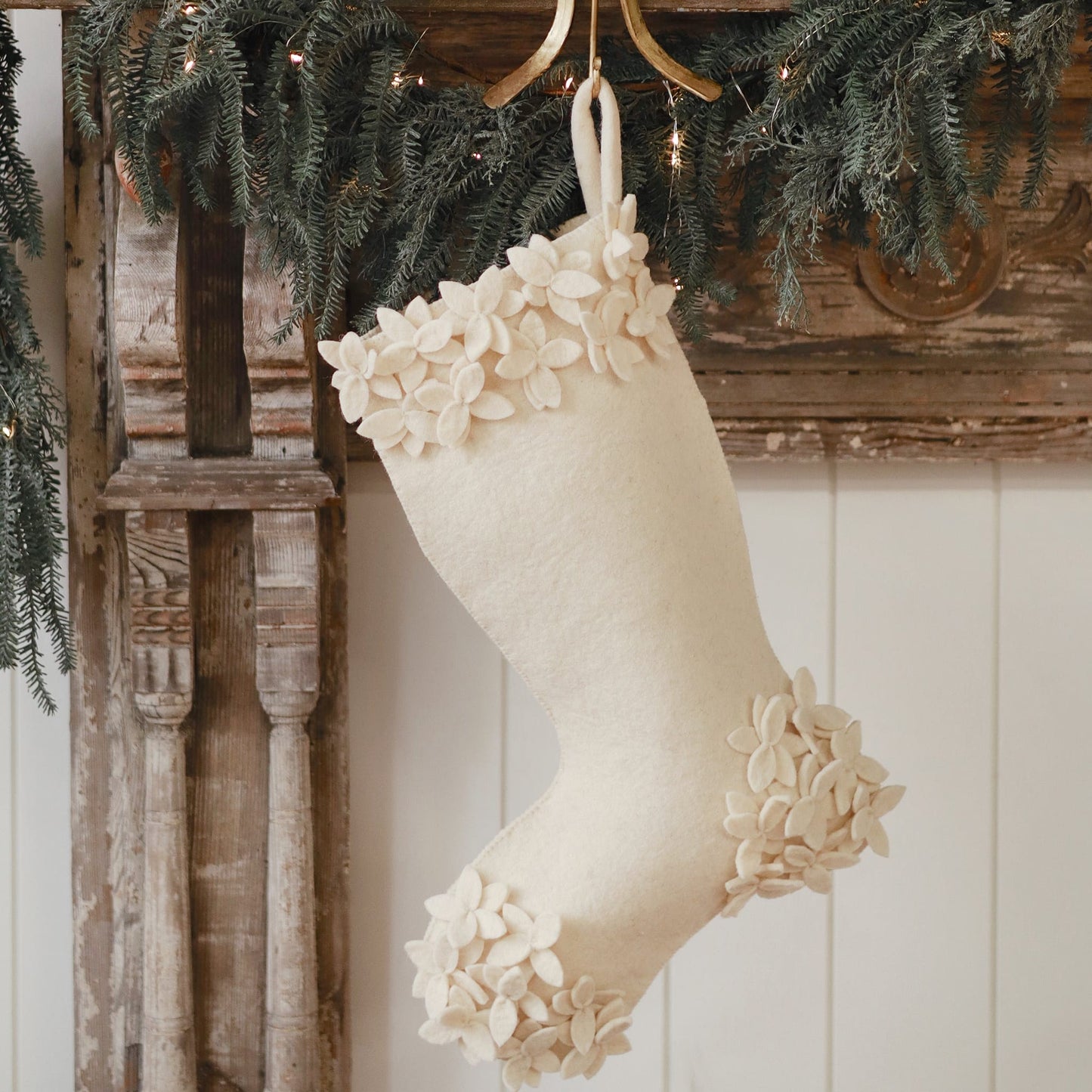 Winter Bloom Felt Stocking