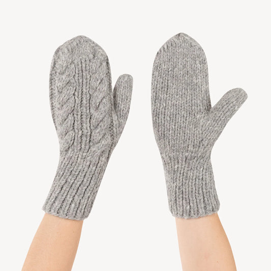 Hand-Knit Alpaca Mittens - Charcoal