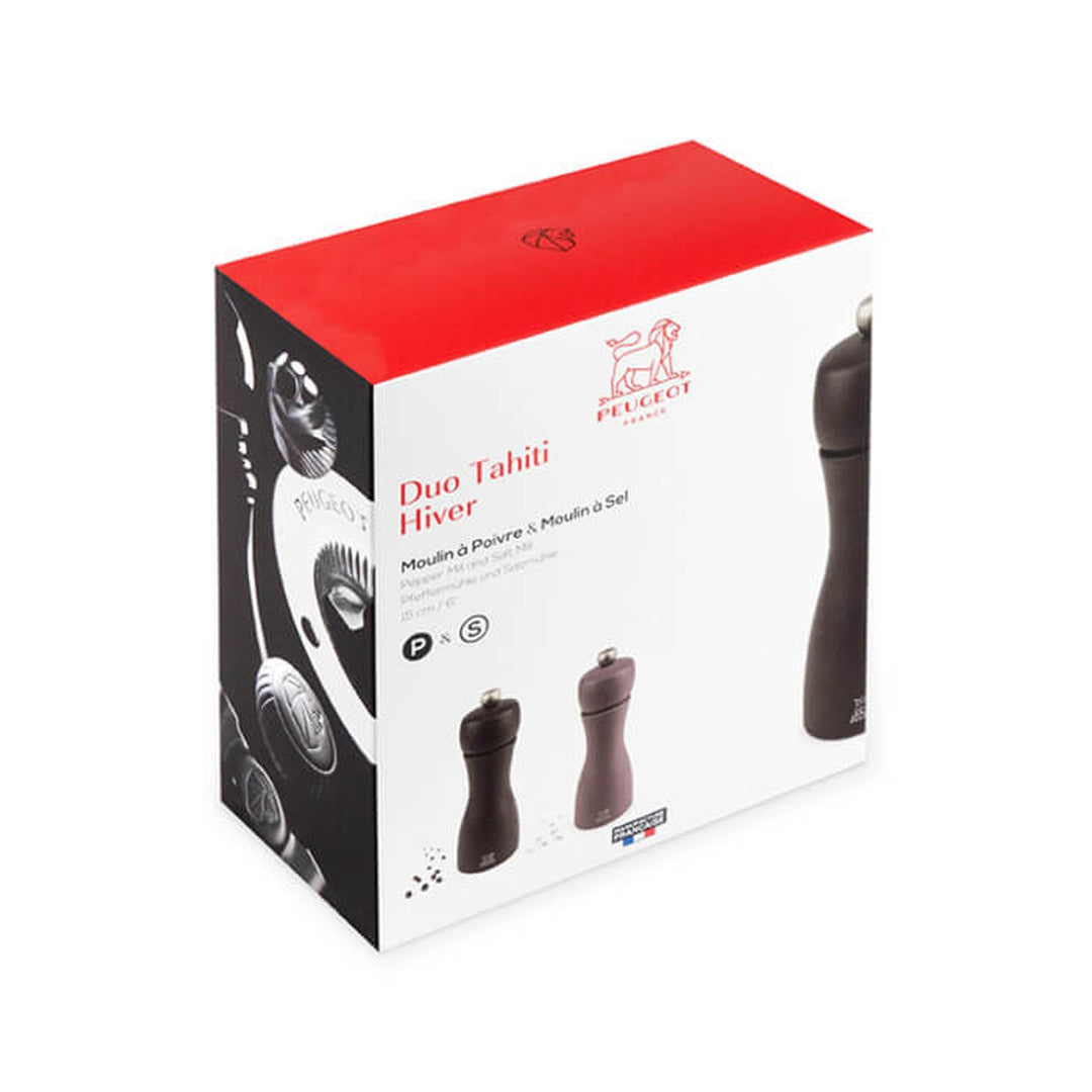 Tahiti Duo Hiver Salt & Pepper Mill Set - Taupe and Chocolate Brown