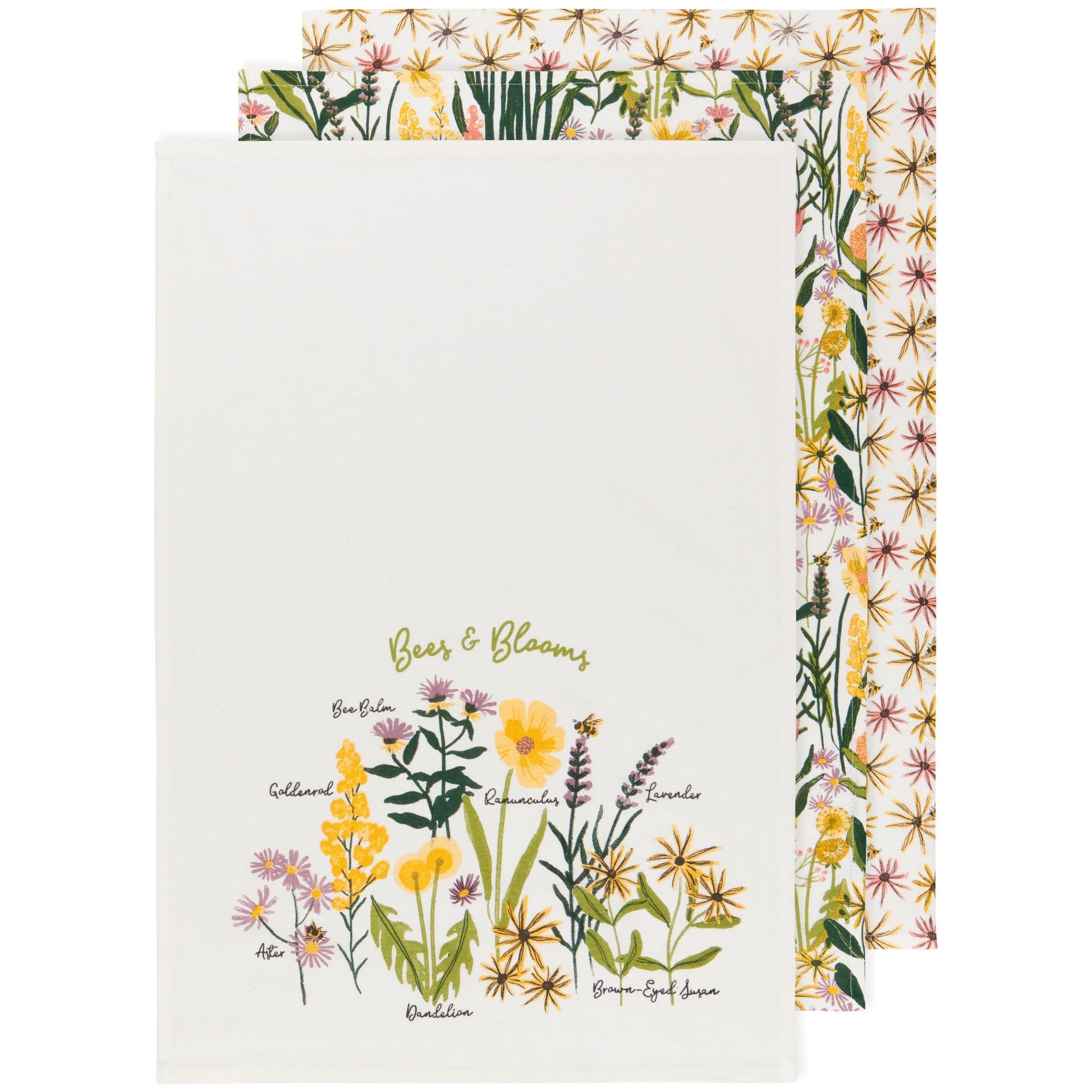 Tea Towels Floursack 100% Cotton - Set of 3 Bees & Blooms