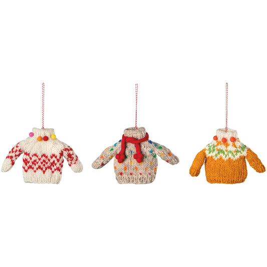 Felted Wool Christmas Ornaments - Sweater Party - Assorted Styles