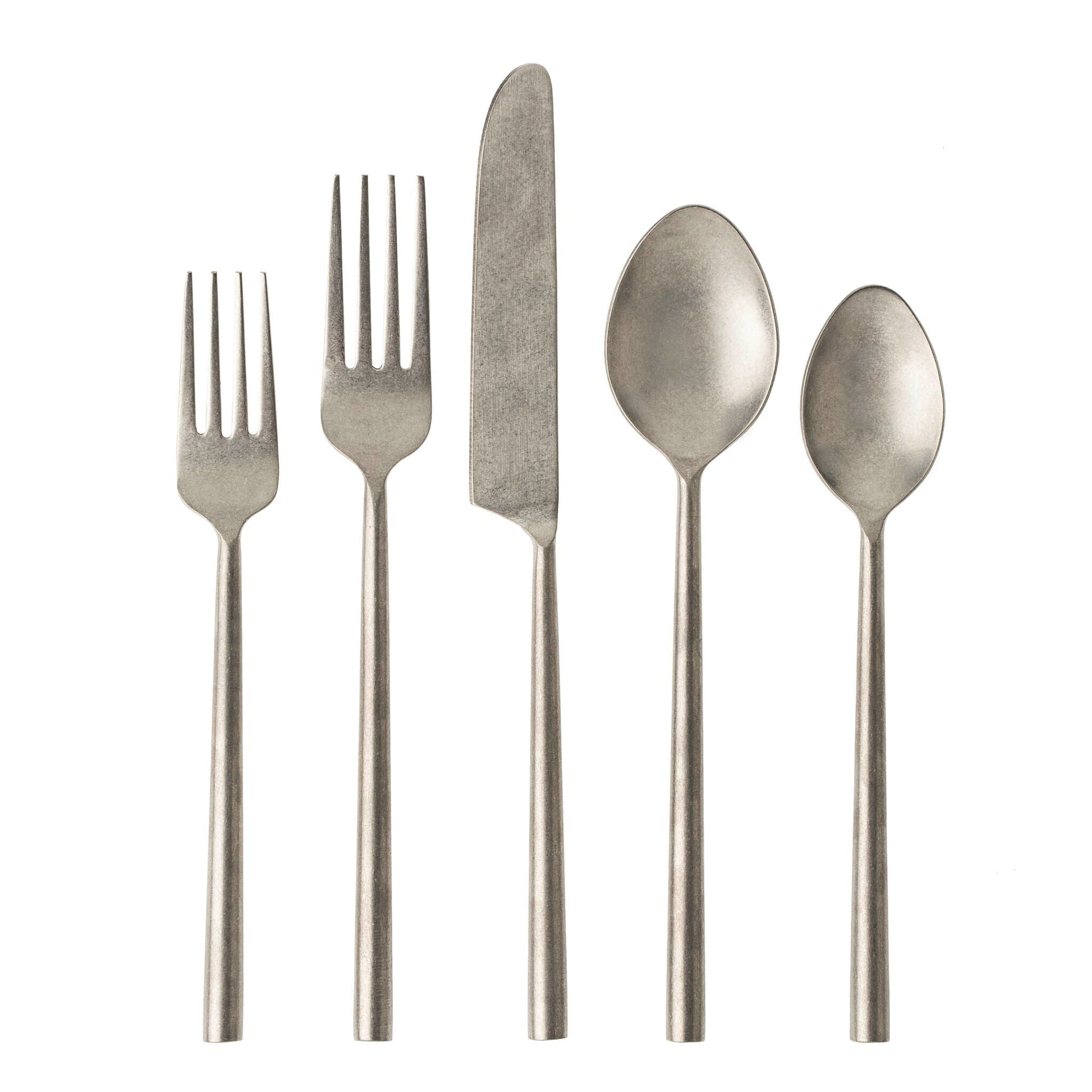 Tides Flatware Cutlery - Set of 5 Tumbled Stainless