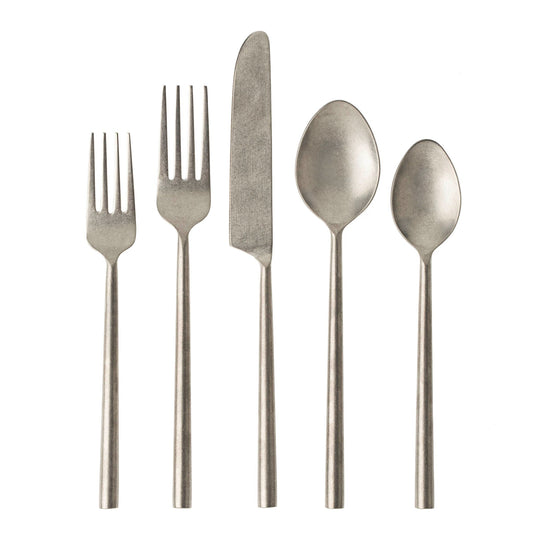 Tides Flatware Cutlery - Set of 5 Tumbled Stainless