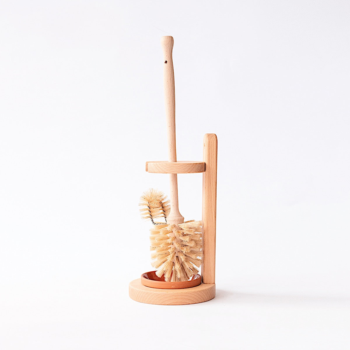 [EI] Toilet Brush With Edge Cleaner in Wooden Stand