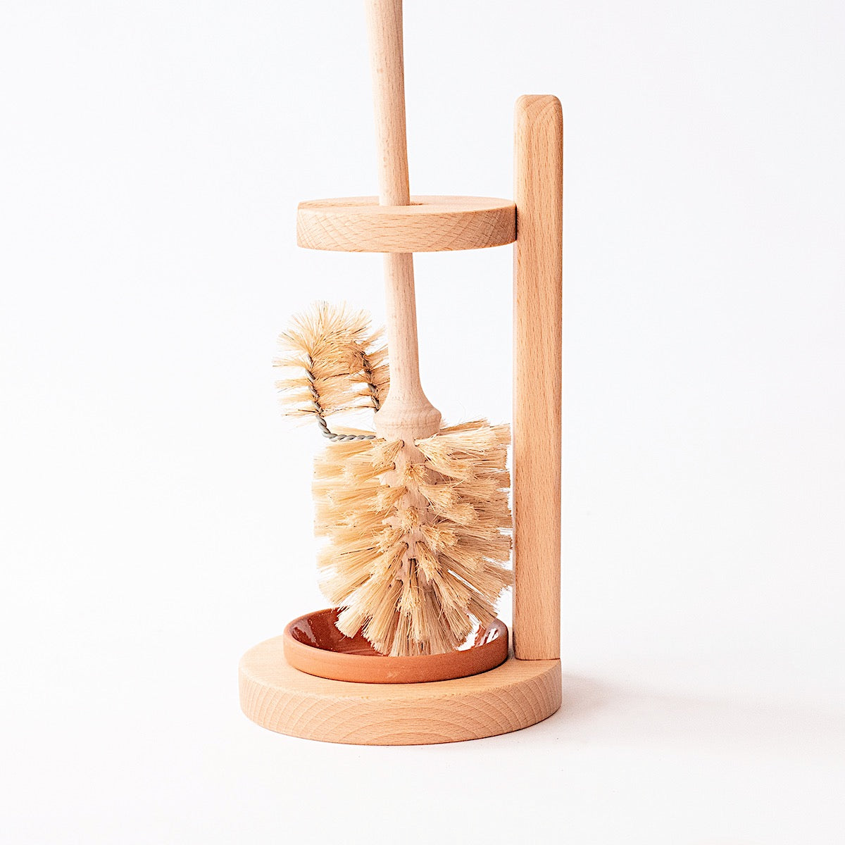 [EI] Toilet Brush With Edge Cleaner in Wooden Stand