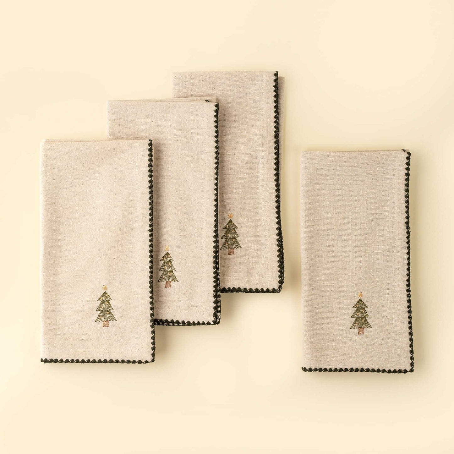 Embroidered Festive Tree Napkins - Set of 4-Pretty Clean Shop