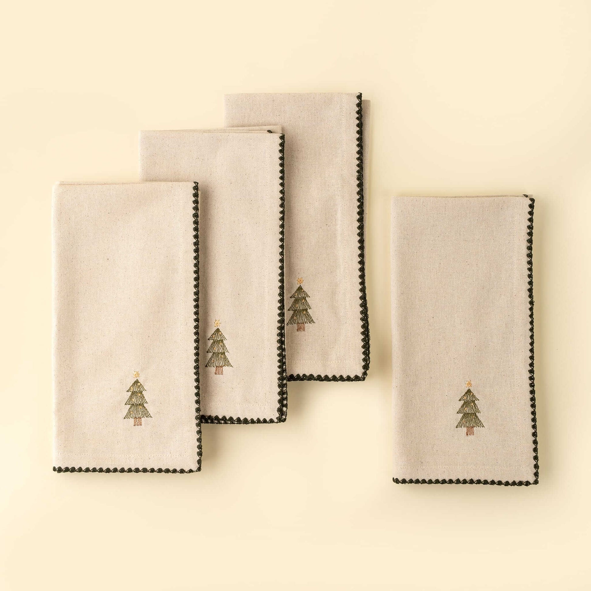 Embroidered Festive Tree Napkins - Set of 4-Pretty Clean Shop