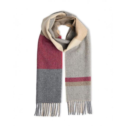 Red & Grey Block Lambswool Scarf
