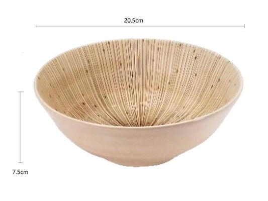 [EI] Mino Yaki Qian White Lines Big Bowl - 20cm