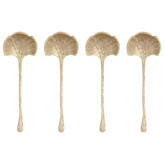 Brushed Brass Ginkgo Spoons Set of 4