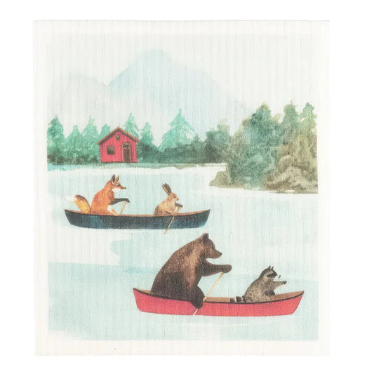 Reusable Swedish Sponge - Animals in Canoe
