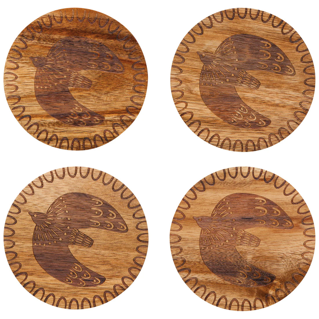 Acacia Engraved Coasters Set of 4 - Myth