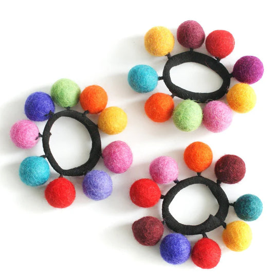 Felt Ball Hair Tie - Pom Pom Hair Tie