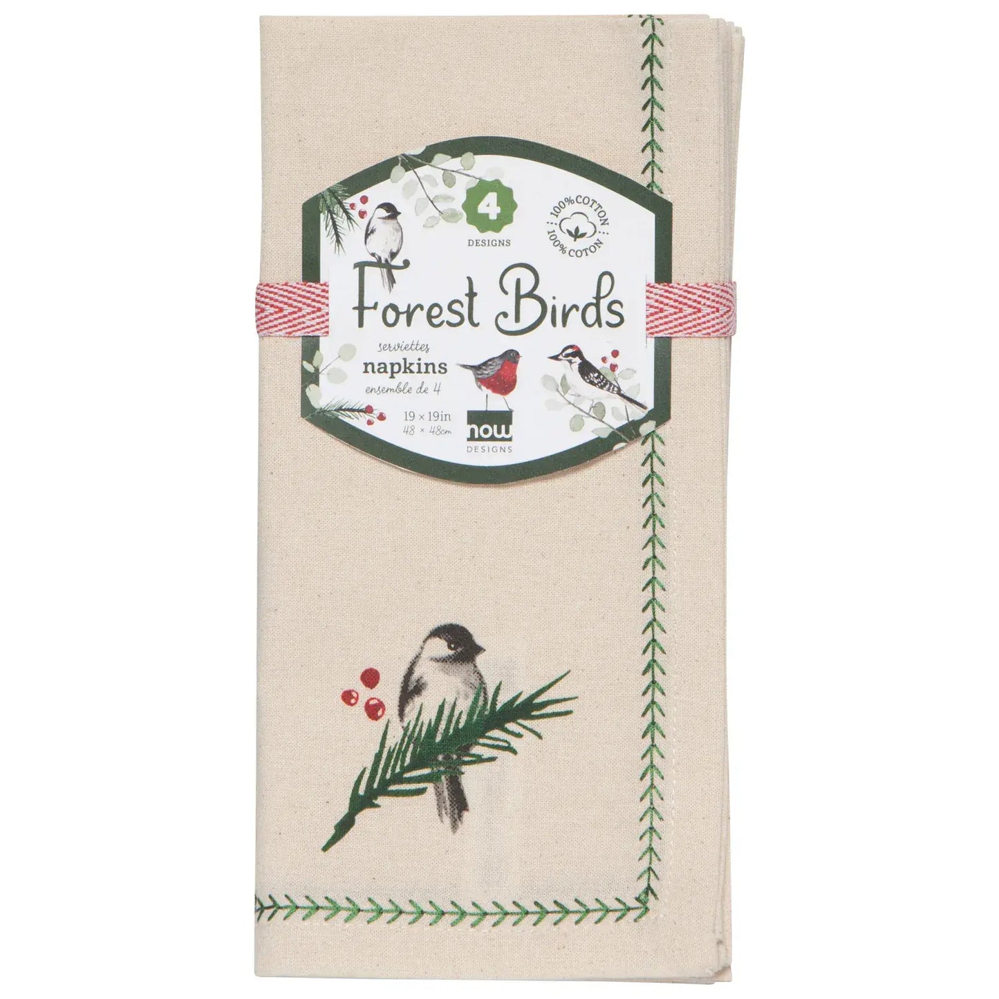 Forest Bird Printed Napkin - Set of 4-Home-Pretty Clean Shop