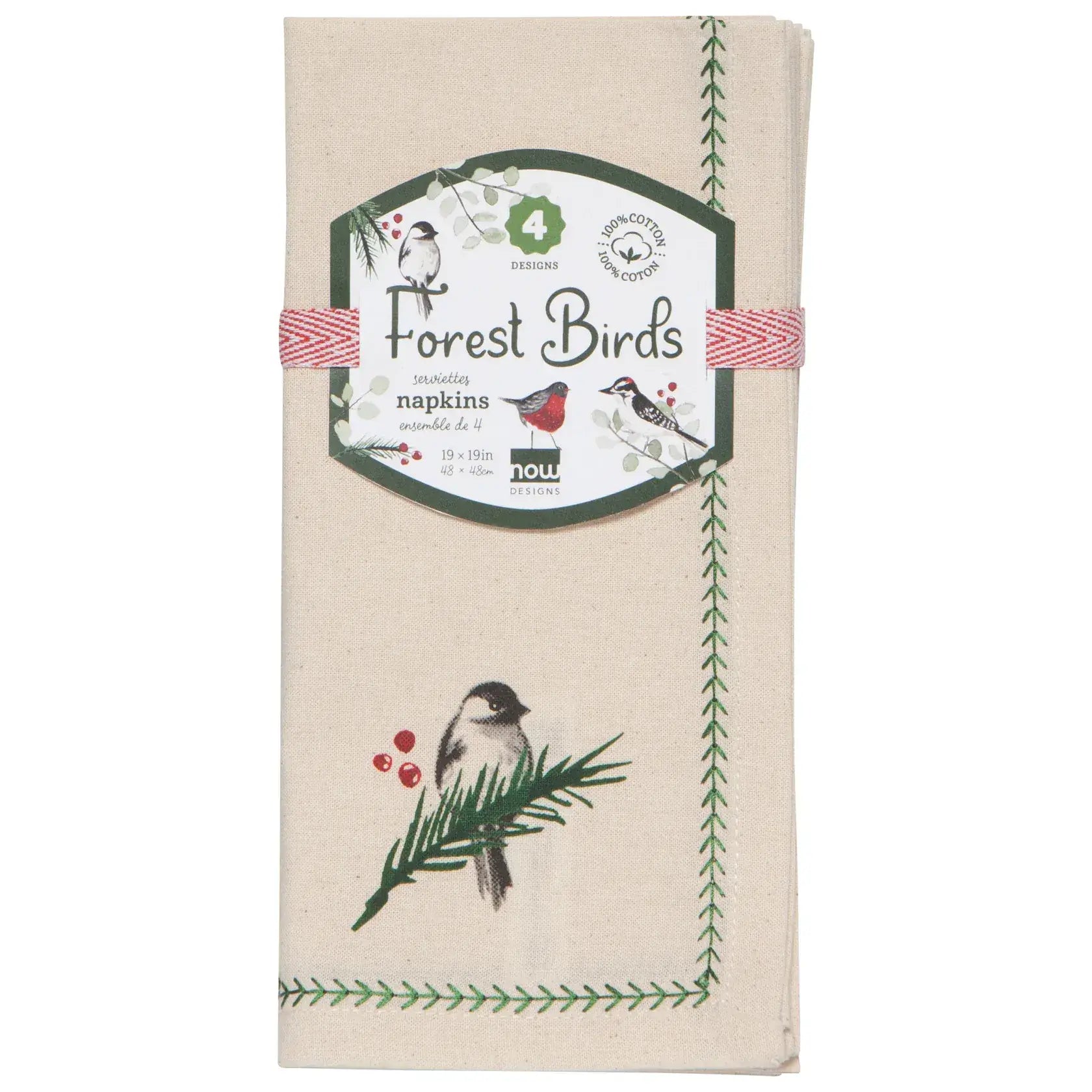 Forest Bird Printed Napkin - Set of 4-Home-Pretty Clean Shop