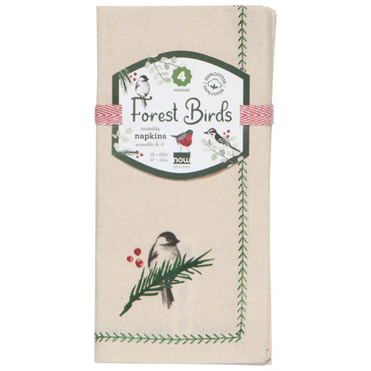 Forest Bird Printed Napkin - Set of 4-Home-Pretty Clean Shop