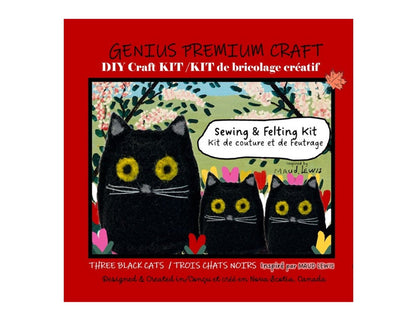 Maud Lewis Inspired Three Black Cats Sewing Kit