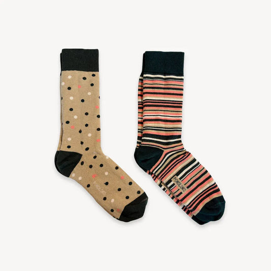 Pima Socks - Stripes & Dots - Confetti - Pack of 2