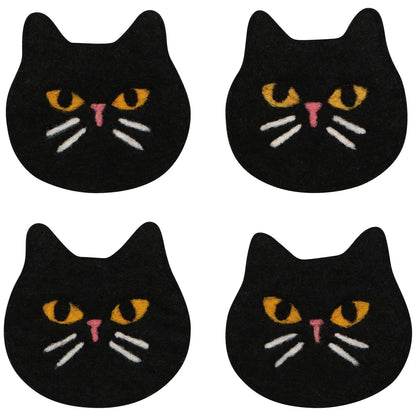 felt wool coasters_black_cat