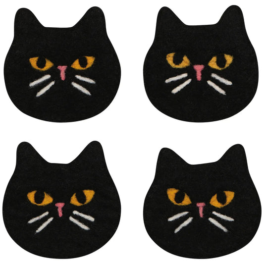 felt wool coasters_black_cat