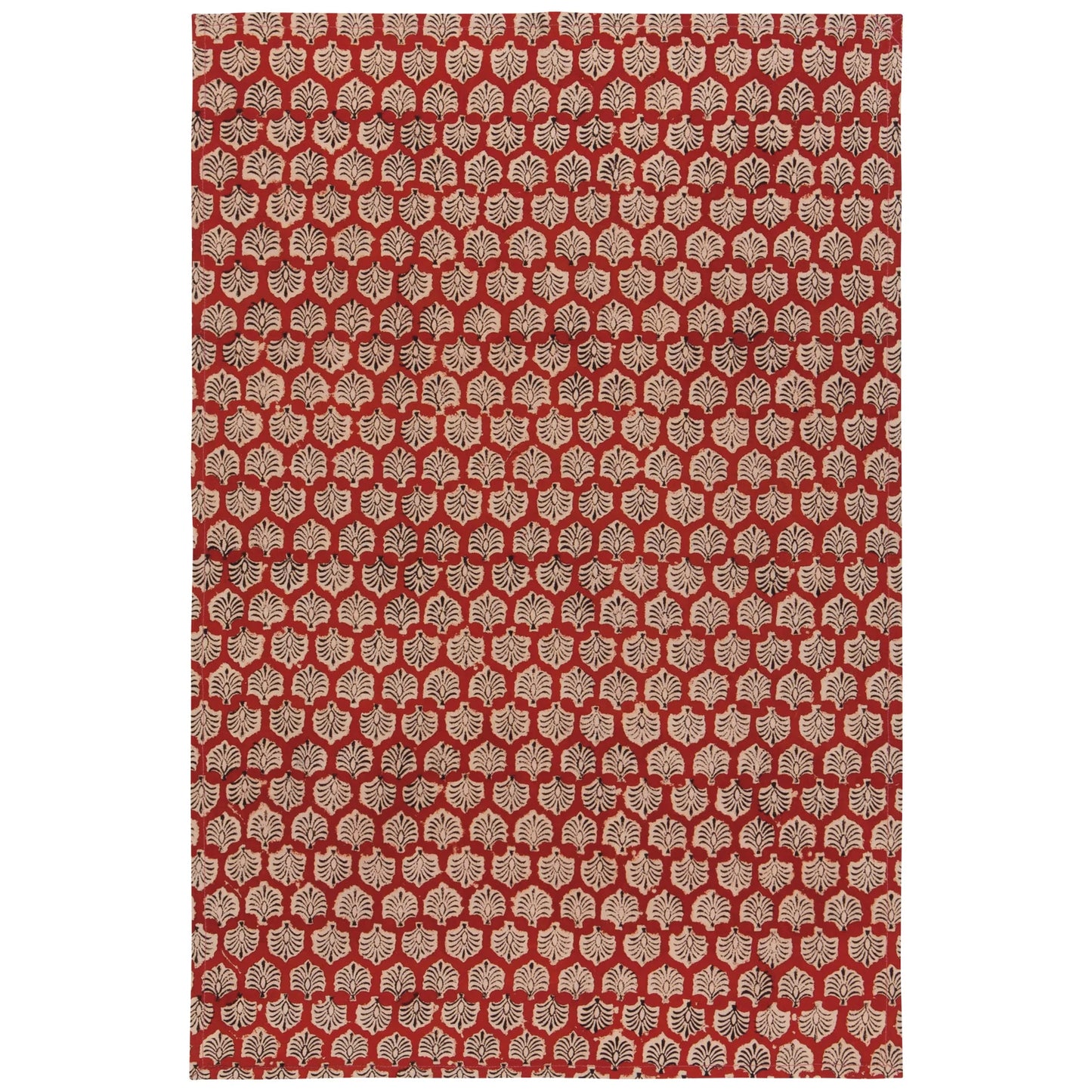 Hand Block-Printed Cotton Kitchen Tea Towels - Field Set of 2