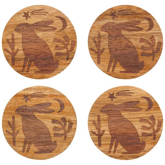 Acacia Engraved Coasters Set of 4 - Timber