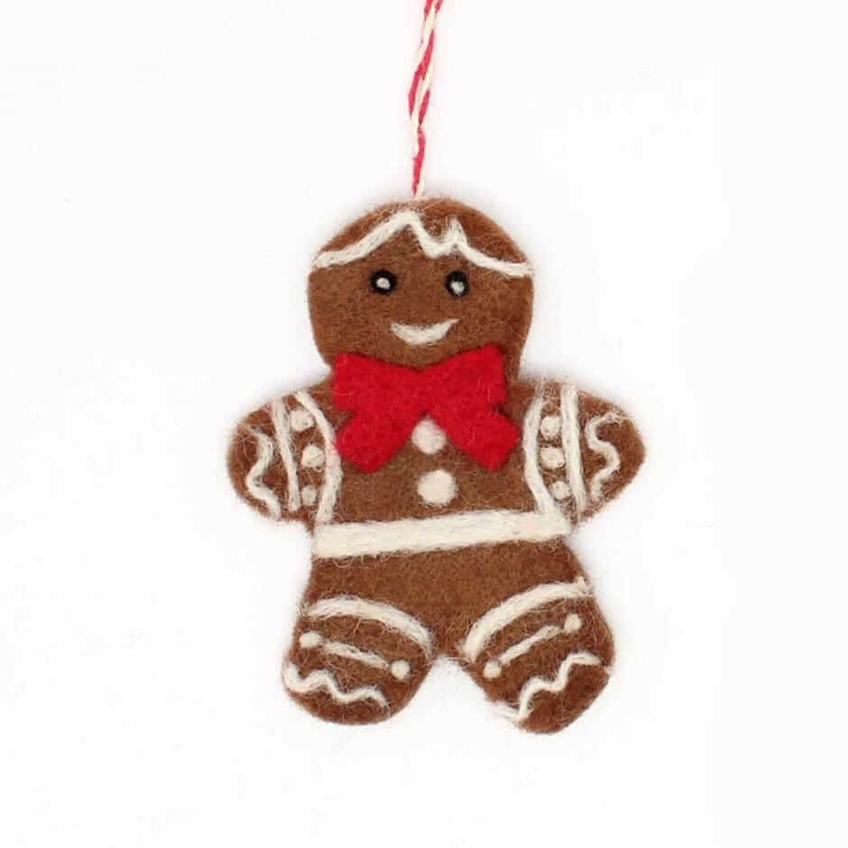 Felted Gingerbread Boy Ornament-Holiday Ornaments-Pretty Clean Shop