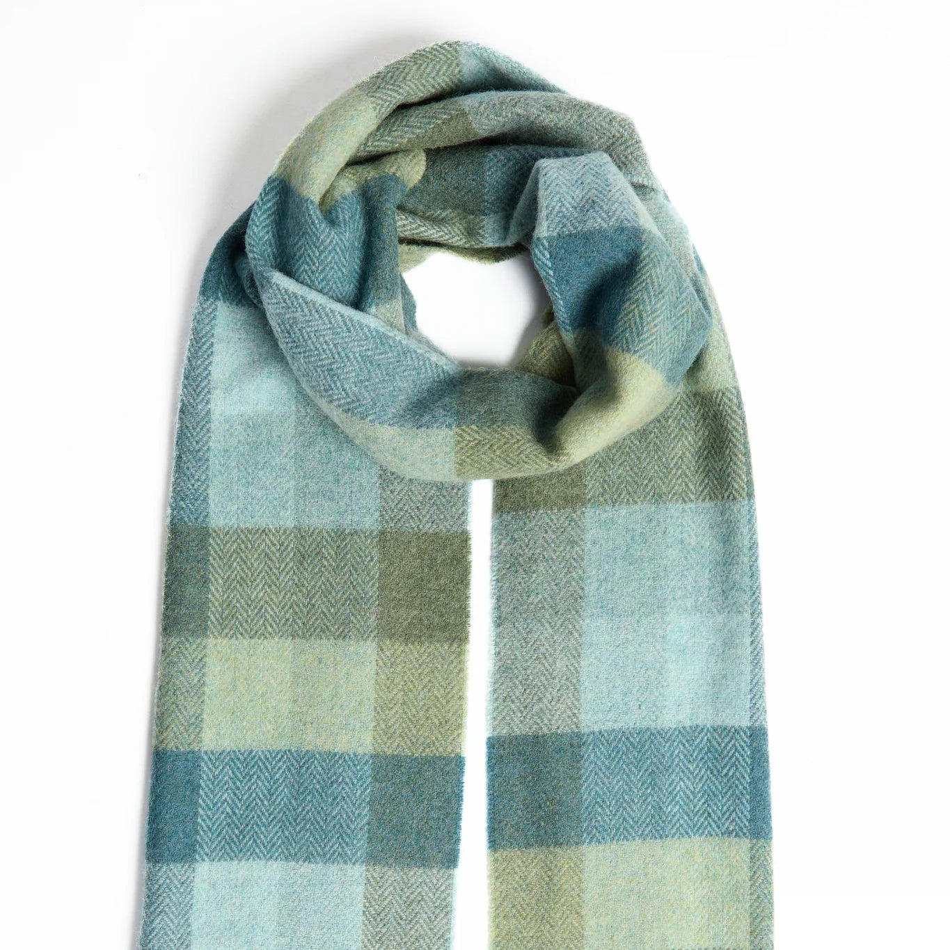 Green & Blue Check Lambswool Scarf