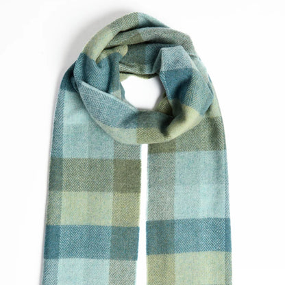 Green & Blue Check Lambswool Scarf