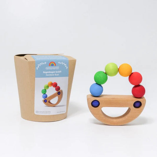 Rainbow Wooden Grasping Boat Toy
