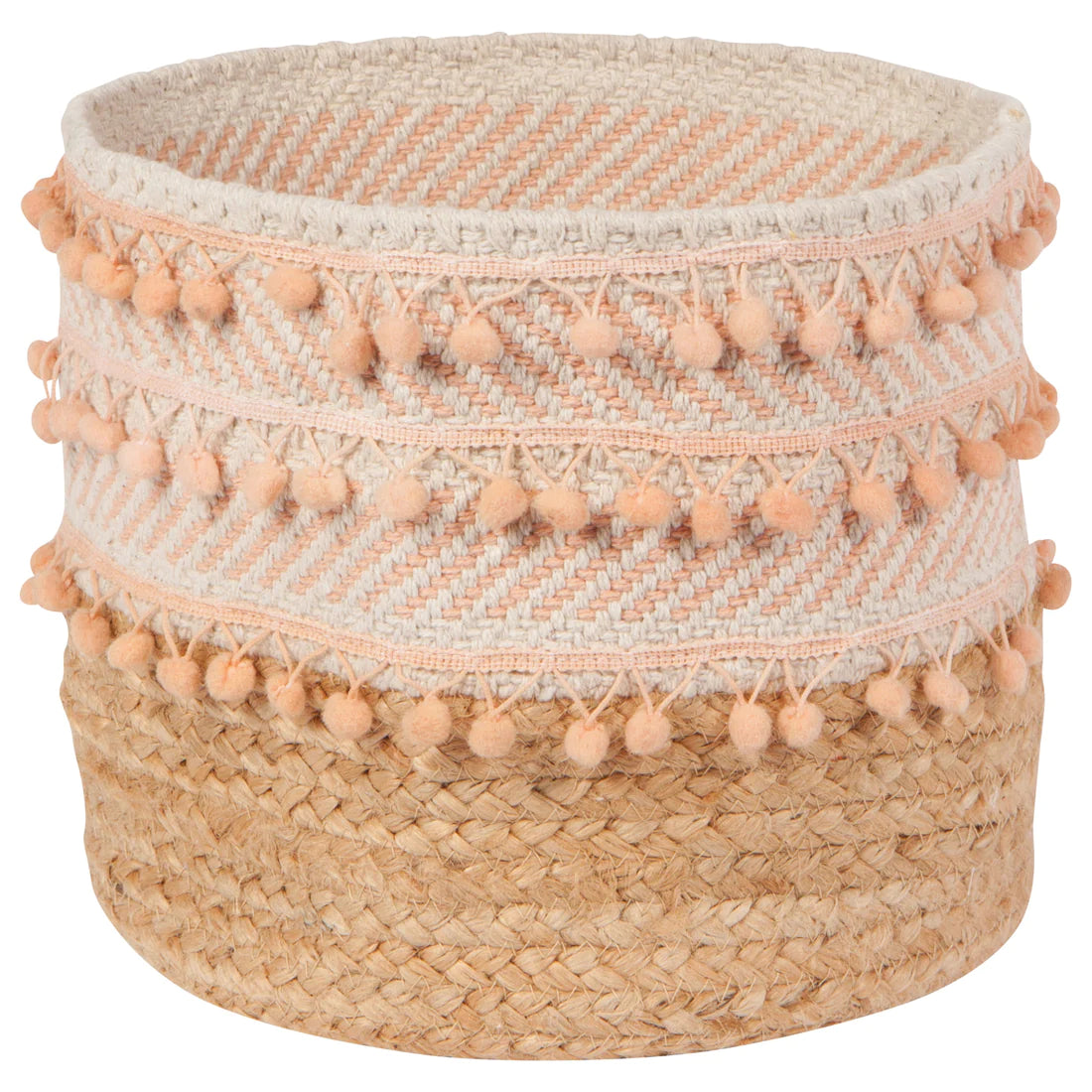 Cotton Jute Basket - Nectar Stripe Small
