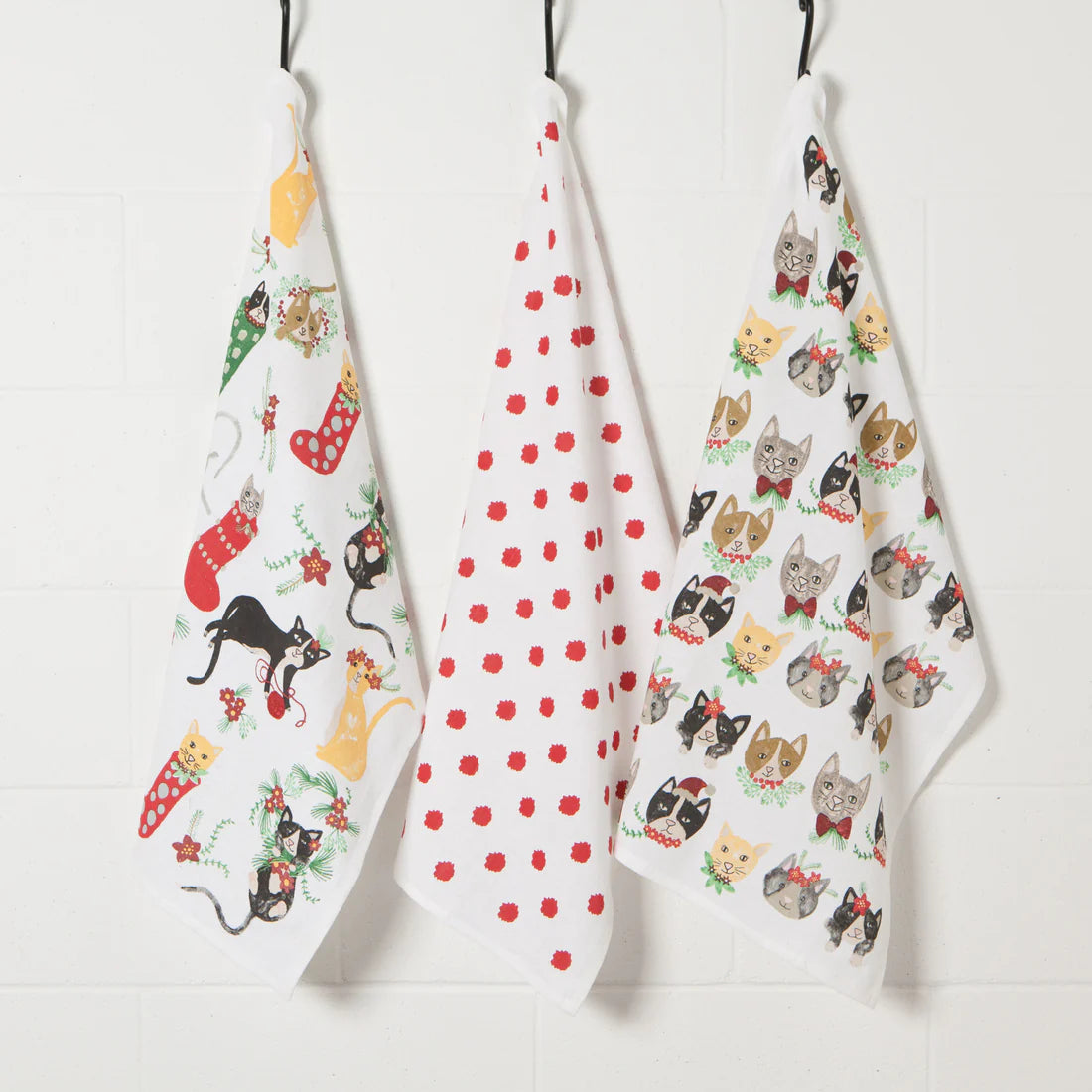 Kitchen Tea Towels Floursack 100% Cotton - Holidays Sets of 3