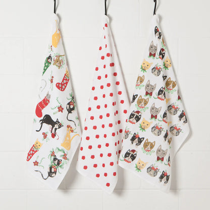 Kitchen Tea Towels Floursack 100% Cotton - Holidays Sets of 3