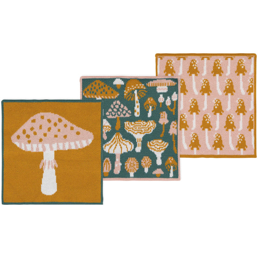 Mushroom Gems Knit Dishcloth - Set of 3