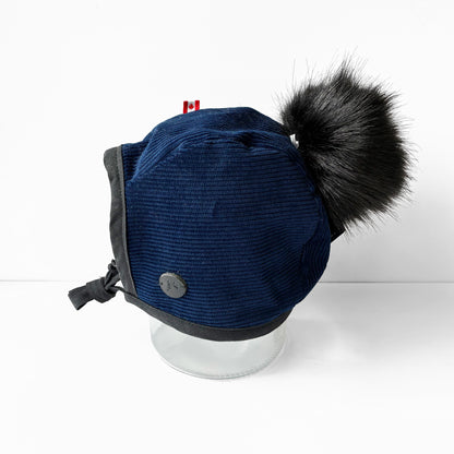 Kids Winter Bonnet - Blue Corduroy