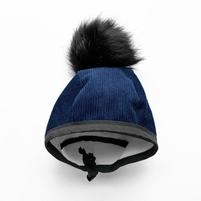 Kids Winter Bonnet - Blue Corduroy