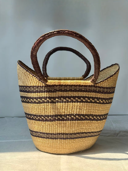 African Market Shopping Basket - Bolga Neutrals