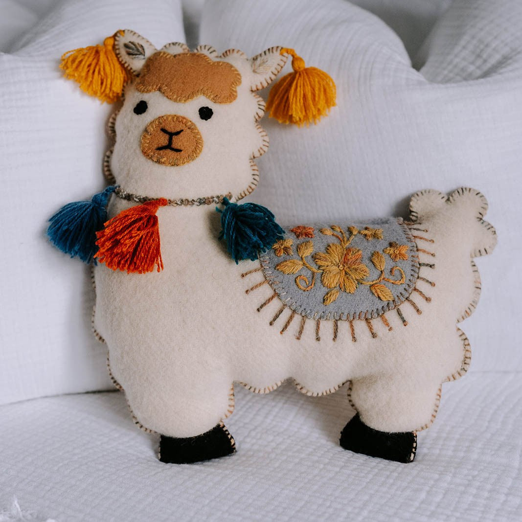Embroidered Alpaca Pillow - Ivory