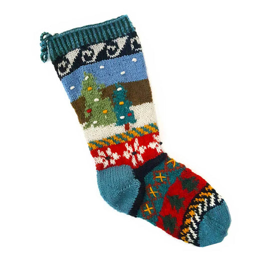 Hand Knitted - Snowflakes Stocking