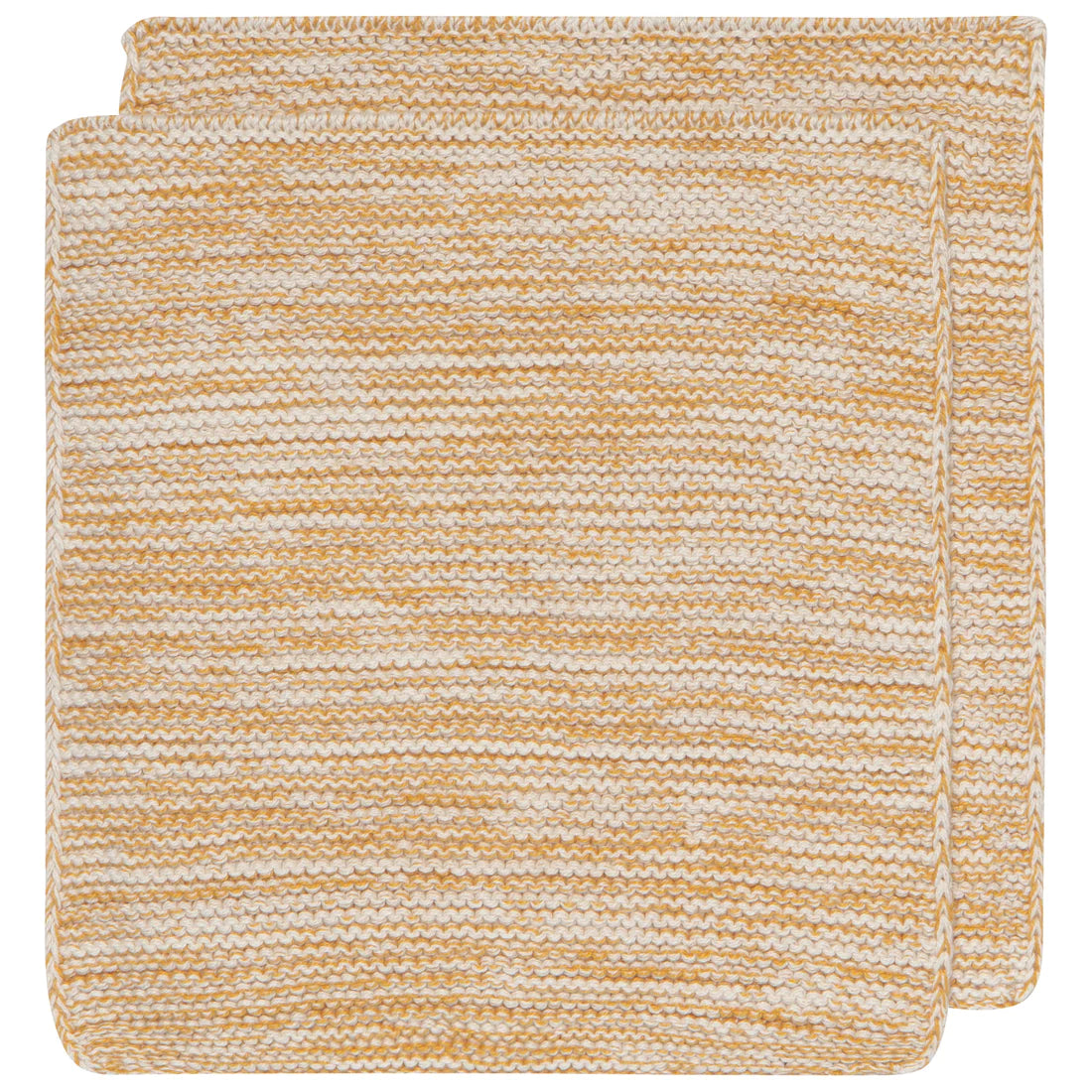 Handmade Cotton Knit Dishcloths - Set of 2 Ochre