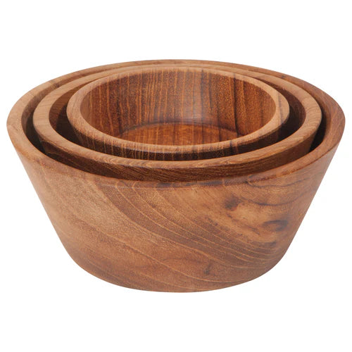 Teak Wood Nesting Bowls - Set of 3