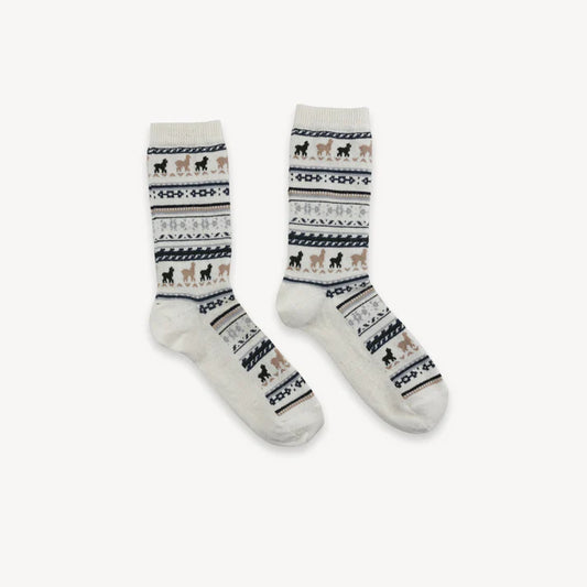 Alpaca Socks - Print - Kids - White